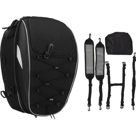 Sac de siège arrière de moto, multifonction, étanche, Look classique, sac à dos de bagage pour casque, pour Dirt Bike, blanc (1/5)