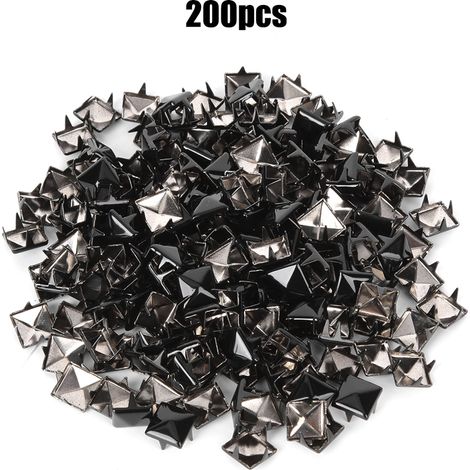 200 Rivets Carrés Métal Noir Brillant 9mm pour Accessoires DIY Chaussures Sacs Chapeaux Décoration Mode (1/5)