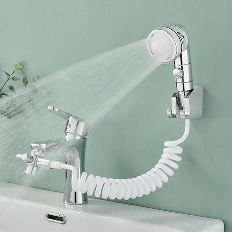 Basin Handheld Shower Kit, Bathroom Faucet Hand Held Shower Head Sink Hose Sprayer Attachment with 3 Spray Modes for Hair Washing Bathroom Utility Room Laundry Tub