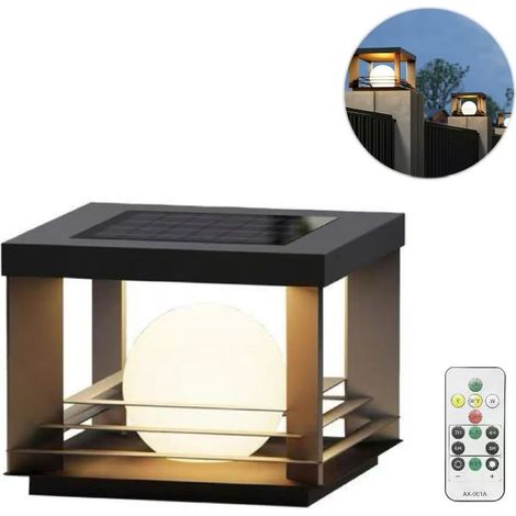Colonne lumineuse solaire LED - IP65, 4 couleurs, avec télécommande, éclairage extérieur de jardin, convient aux jardins et villas. (1/5)