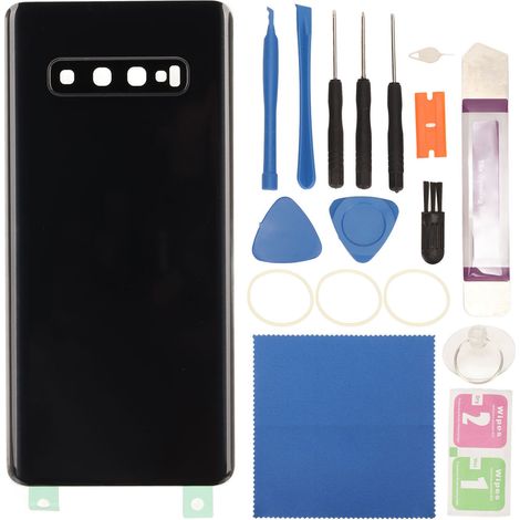 Coque arrière en verre de remplacement avec objectif de caméra pré-collé pour Galaxy S10+ Plus G975 Noir (1/5)