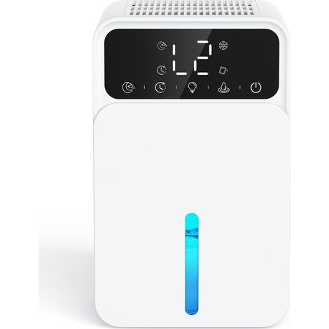Déshumidificateur d’air électrique 1500mL, avec arrêt auto, silencieux, 12Hminuterie, dégivrage auto, 7 lumières LED, pour maison, chambre, salle de bain (1/5)