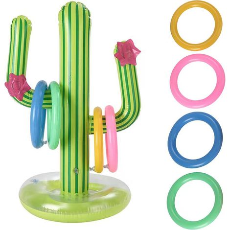 7PCS Cactus Gonflable Jeu de Lancer D'anneau, Bouée Piscine Jouet Anneau Cactus, Anneaux gonflables Cactus Piscine Gonflable Jouets pour Jeu d'eau d'été, Fête sur Plage Hawaïenne Décor (1/4)
