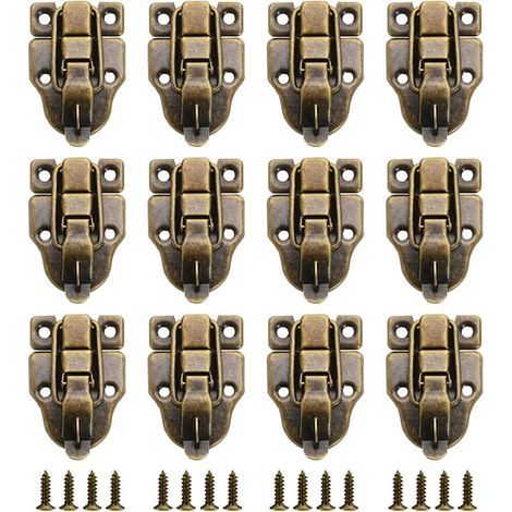 12 Pcs Vintage Style Gift Box Locks for Mini Suitcases, Bronze Color Latches, Locks, Latches, Clasps for Your Old Wooden Boxes, Toolboxes (Bronze) (1/5)