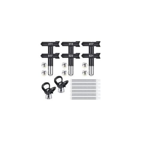 6 Pièces Buse de Pulvérisation Airless et 60 Mesh Éléments de Filtre,Buse airless pour Pistolet à Peinture Haute Pression(211,315,417,517,523,621) (1/4)