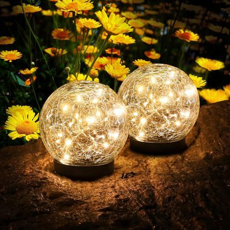 Lampe solaire d\'extérieur, lampe solaire de jardin 2 pièces, lampe solaire d\'extérieur étanche IP65 pour paysage, trottoir, pelouse, escalier, terrasse (12 cm de diamètre) (1/5)