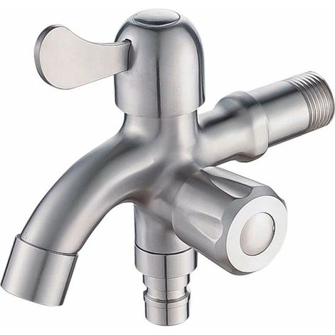 Robinet en acier inoxydable 304, robinet de machine à laver, balcon de salle de bain, robinet multifonction à double usage à une entrée et deux sorties - LKBD (1/5)