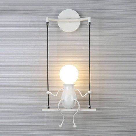 Moderne Lampe Murale Petite Personne – Design créatif E27 – Blanc – Pour chambre enfant, couloir, cuisine, loft (1/3)