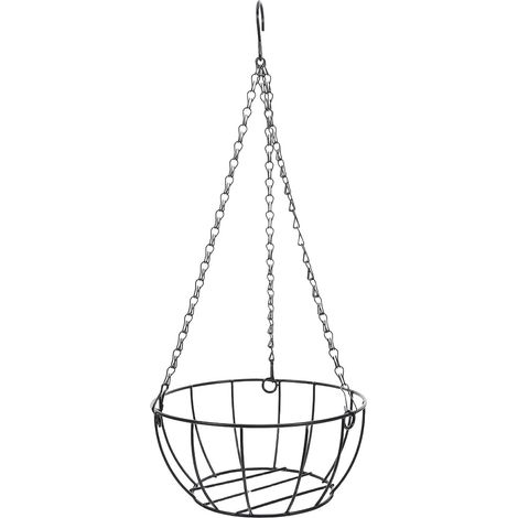 Support pour plante suspendue, matériau renforcé, fer noir, design peu encombrant (1/5)