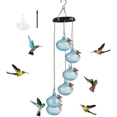 Mangeoire à colibris charmante avec carillon éolien - Mangeoire décorative d'extérieur pour jardin et terrasse (1/5)