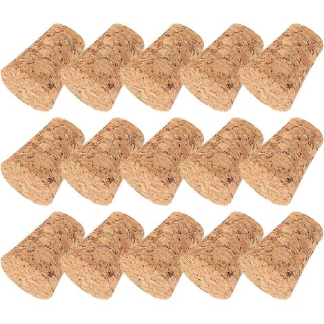 20 bouchons liège, 15 mm, bois, coniques - pour vin et bière (1/5)