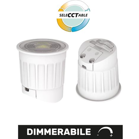 Alcapower Lampada Dicroica LED Dimmerabile 230V, Potenza Selezionabile 6-8-10W, Temperatura Colore 5CCT 3000K-6500K, Angolo 105°, Attacco a Vite