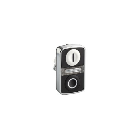 tête bouton poussoir double - lumineux - marquage i / 0 - schneider zb4bw7a1721