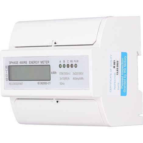 Compteur d'Énergie Triphasé 380V avec Écran LCD - Dispositif de Mesure pour Rail DIN (1/5)