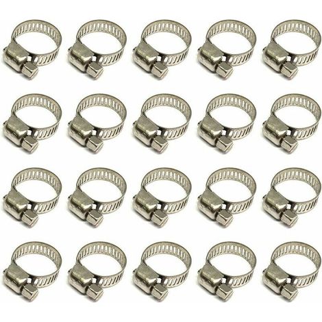20 Pièces Collier De Serrage Tuyau, Collier De Serrage Tuyau Réglable 10-16mm, 304 Collier De Serrage Inox, Collier Serrage Métallique, Pour Tuyau, Home Gaz, Famille Tuyau D'eau, Câble, Robinet, Etc z