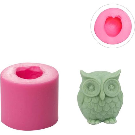 Moule en silicone pour moulage de bougies, 1 moule en forme de hibou 3D, moule cylindrique en silicone pour fabrication de bougies artisanales