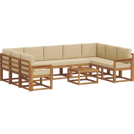 Set di divani da esterno 10 pz Naturale e Beige vidaXL (1/5)