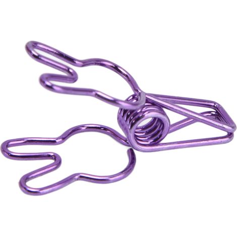 Pince métallique creuse électroplaquée, pince multifonctionnelle, pince à ressort robuste, pince à fil creux, pince de fermeture, pince à pantalon, violette (1/5)