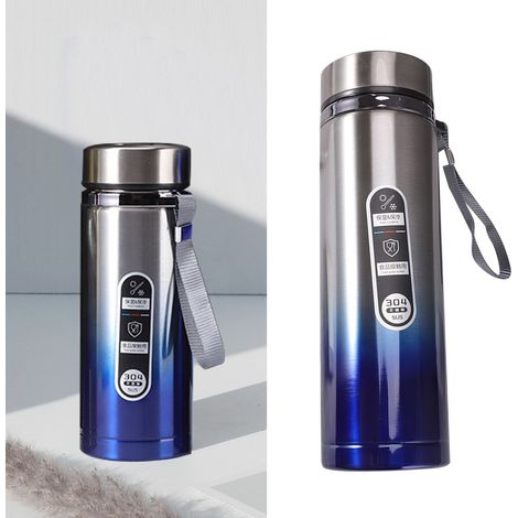 Gourde Isotherme en Acier Inoxydable avec Graduations, Idéale pour Randonnée et Sport - Design Moderne Bleu (1/5)