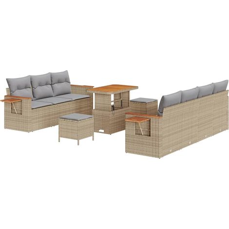 Maison Exclusive - Set Divano da Giardino 13 pcs Beige e Grigio Chiaro polyrattan