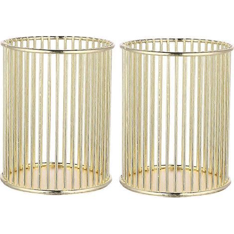Set mit 2 hohlen Metall-Stifthaltern (gold) - 10x8cm - Gold (1/3)