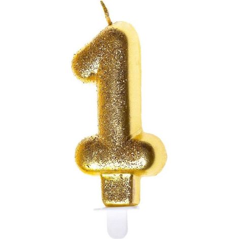 Geburtstagskerze 1 Goldglitzer