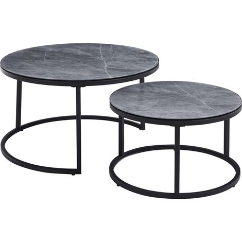 Niedriger Tisch, Kollektion MANHATTAN, mit grauem Marmoreffekt, ideal für ein schickes Wohnzimmer