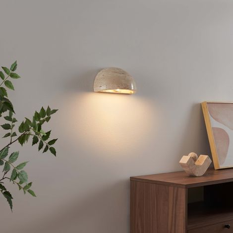 Applique demi-lune marbre travertin LED intégrée 3W - Sève (1/5)