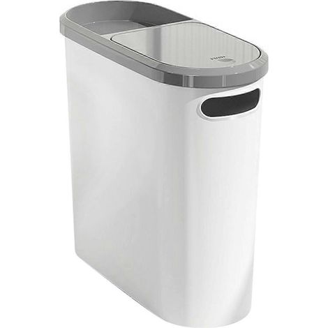 Poubelle à couvercle, en plastique, peu encombrante, design fin, adaptée aux cuisines et aux salons, type à bouton-poussoir, grande capacité, poubelle élégante. (1/5)