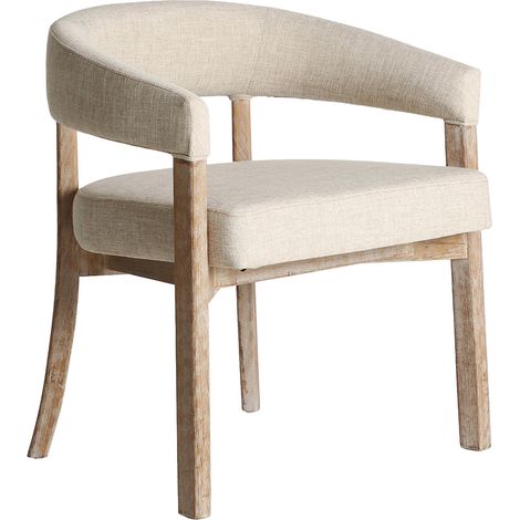 Chaise contemporaine en bois et lin beige - beige et bois clair (1/5)