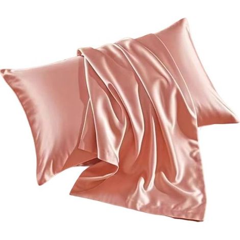 Kühlender Satin-Kissenbezug 48×74 cm – Polyester-Bettwäsche – Standardgröße – Rosa