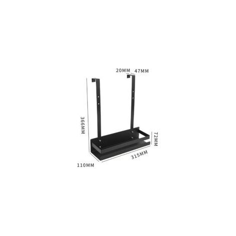 Support de douche suspendu noir en acier inoxydable, panier de douche suspendu - Crezuo (1/3)