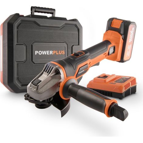 Powerplus Meuleuse d'Angle sans Fil de 20 V POWDP35150 - Disque Abrasif Ø 115 mm - Meuleuse Compacte et Ergonomique - avec Batterie de 5,0 Ah - 2,5 Ah et Chargeur (1/5)