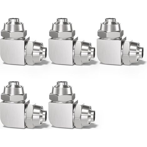 5 Pcs 10mm 90 degrés coude Push pour connecter le raccord pneumatique de Tube d’écrou de verrouillage,2 voies Nickel plaqué adaptateur de ligne d’air KPV rapide
