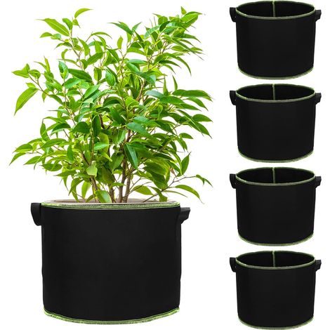 5 bolsas de cultivo de 40 litros, bolsas para plantas, bolsas para el cultivo de hortalizas con asas, para patatas, tomates y fresas.