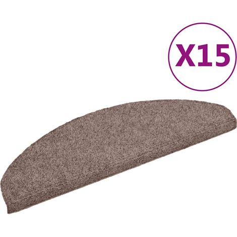 Maison Exclusive - Tappetini per scale autoadesivi 15 pz 65x21x4 cm Marrone Chiaro semicircolari grandi