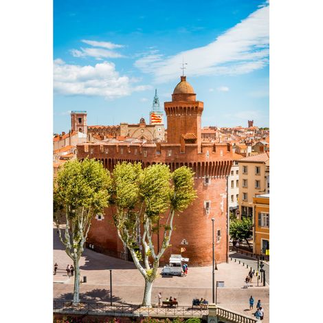 Tableau sur toile le Castillet Perpignan 30x45 cm - Impression sur Toile Murale Décorative - Image imprimée en HD sur Toile - Toile sur Châssis en Bois FSC - Fabriqué en France (1/4)