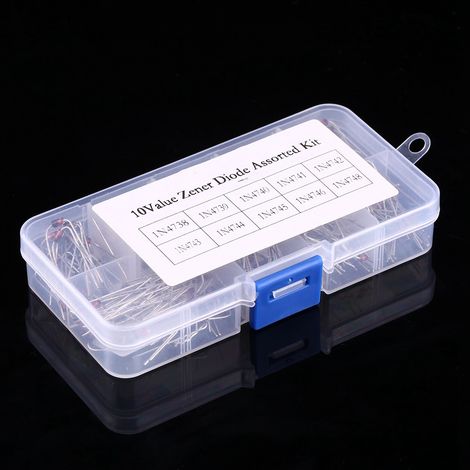 Kit Électronique 200 Diodes Zener 10 Valeurs Série 1N4738 à 1N4748 Boîtier de Rangement (1/5)
