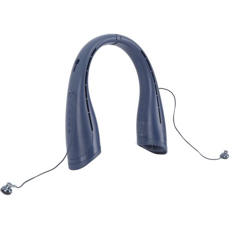 Bluetooth-Nackenventilator mit Kopfhöreranschluss, USB-aufladbar, 4000 mAh, tragbar, freihändig, leise, klingenlos, tragbar, blau (1/5)