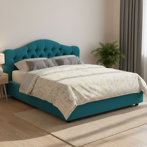 Letto Matrimoniale Aly, Letto Matrimoniale Sfoderabile, Contenitore Made in Italy, Dimensione Materasso 160x200 cm, Azzurro (1/5)