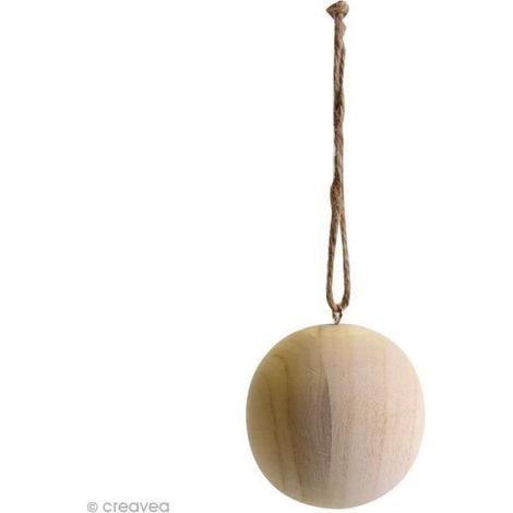 Boule de Noël en bois à décorer - ARTEMIO - Diamètre 8 cm - Décoration de Noël - Objets décoratifs - Bois