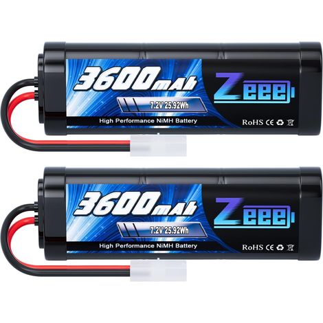 RC Batterie 7,2V 3600mAh NiMH Batterie pour RC Voiture RC Camion RC Hobby (2 Paquets) (1/5)