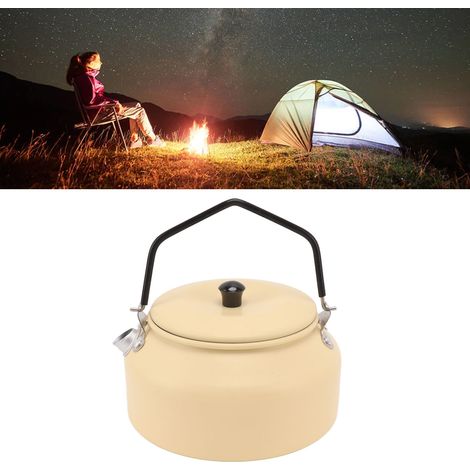 0,9-Liter-Wasserkocher für Camping, tragbarer Picknickkessel, Teekanne, Kaffeemaschine aus Aluminiumlegierung, Khaki (1/5)