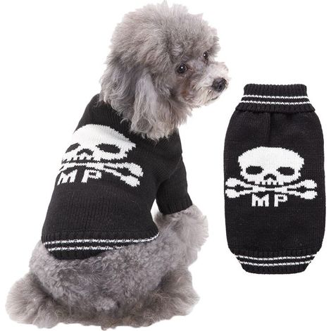 Halloween Citrouille Chien Pull Pet Costume Mode Vacances Fête Chiot Cadeaux pour Chiens et Chats(Crâne noir S) (1/5)