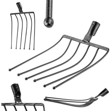 KADAX Grabgabel ohne Stiel, Steingabel, Kartoffelforke, Steinforke, Heugabel, 6 Zinken