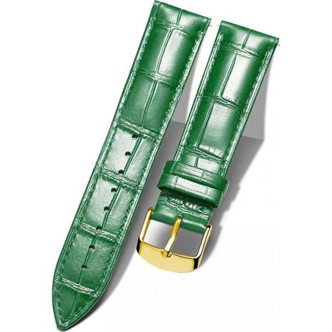 Bracelet de montre de rechange en cuir véritable, multicolore et étanche, pour hommes et femmes, vert (20 mm) (1/5)