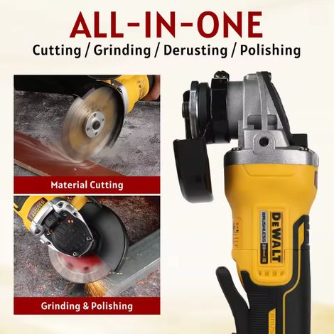 DEWALT DCG405 Amoladora angular 18V inalámbrica sin escobillas 125mm, kit con batería y cargador incluidos, reforma en casa, corte de baldosa, yeso y tubos (1/5)