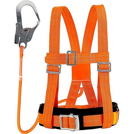 Harnais de Sécurité avec Longe, Harnais Anti Chute, Baudrier Escalade, avec Support Ventral Epaissi, Portante 100 kg, pour le Travail Aérien, les Hommes (Grande Boucle 1,6 m) (1/5)