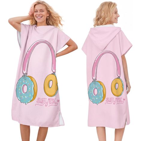 Poncho de Surf à Séchage Rapide, Serviette à Changer, Robe à Capuche pour Adultes Hommes Femmes, Microfibre Natation Plage Surf Plongée Maison Sources Chaudes Parka de Bain (1/5)