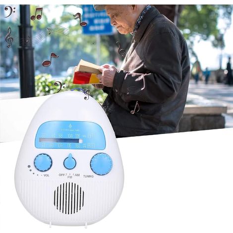 Duschradio, tragbares AM/FM-Duschradio mit Haken, wasserdichter Life-Audio-Lautsprecher, Badezimmer-Duschradio, einstellbare Lautstärke, Batterie zur Stromversorgung des Badezimmers im Freien und im I (1/4)